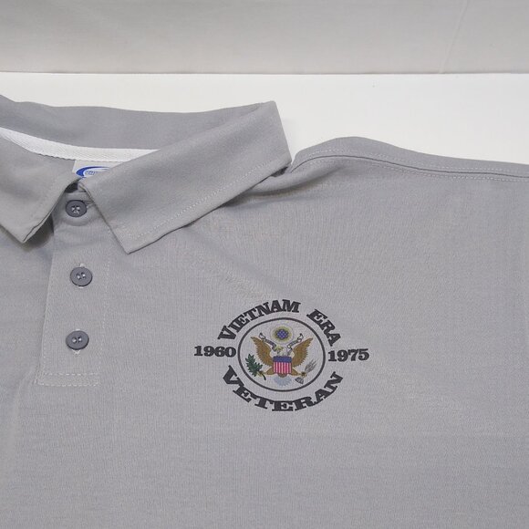 Vietnam Era Veteran Embossed Eagle VetFriends Gray Polo Vapor Apparel Shirt EUC - Picture 3 of 7